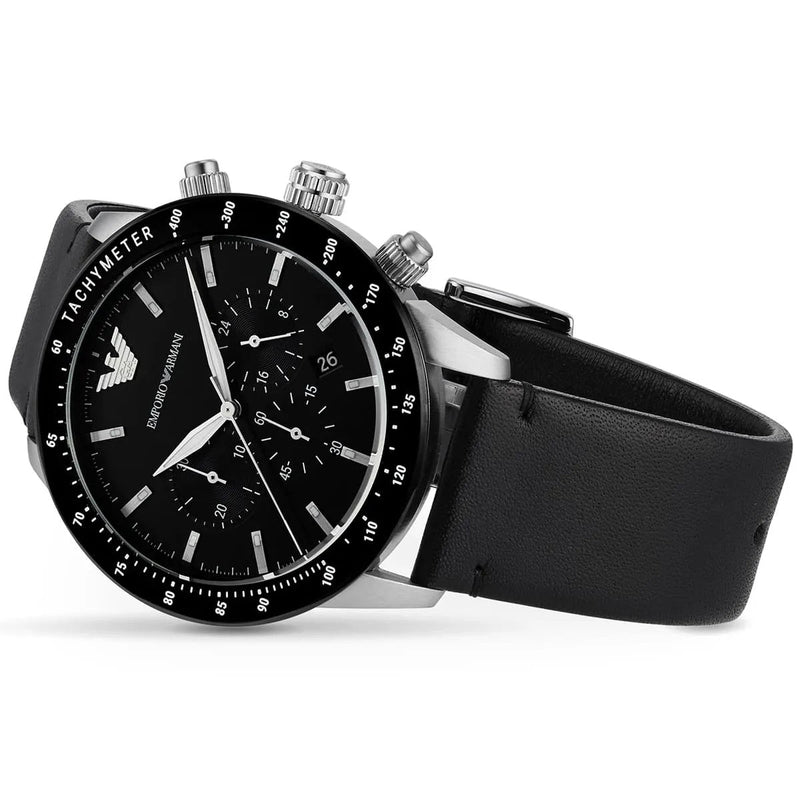 Emporio Armani AR11243 Mario Men's Silver & Black Watch