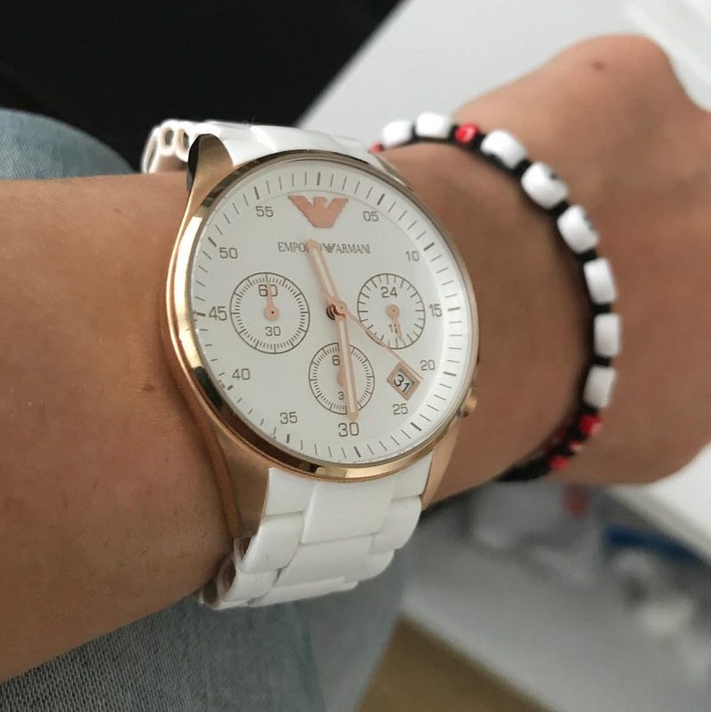 Emporio Armani AR5920 Sportivo Women's White & Rose Gold Watch