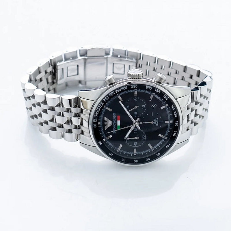 Emporio Armani AR5983 Tazio Men's Silver & Black Watch