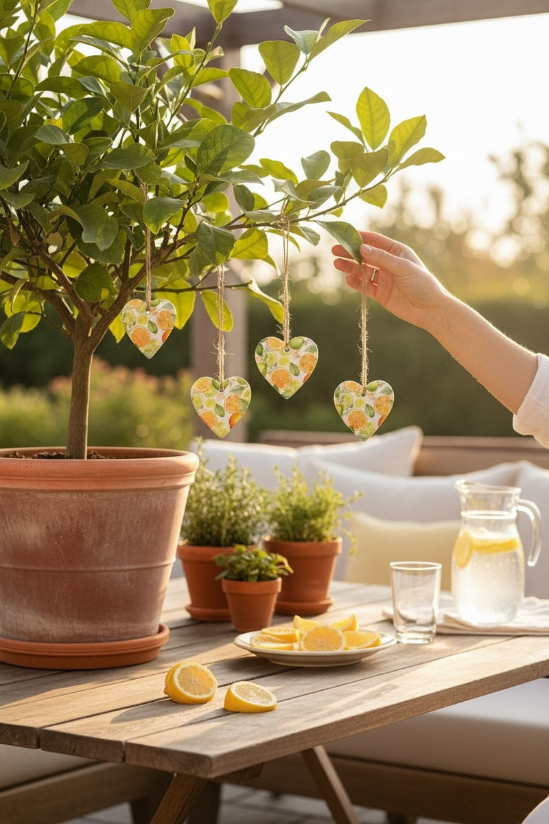 Easy Peasy Lemon Squeezy Ceramic Hanging Hearts