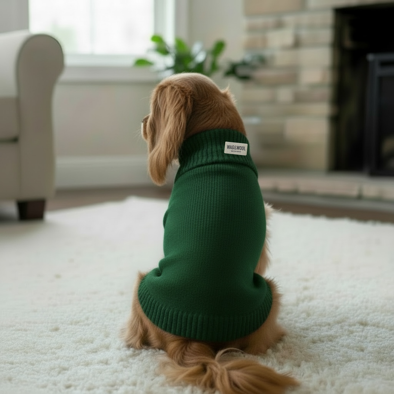 Forest Green British Wool Dog Jumper