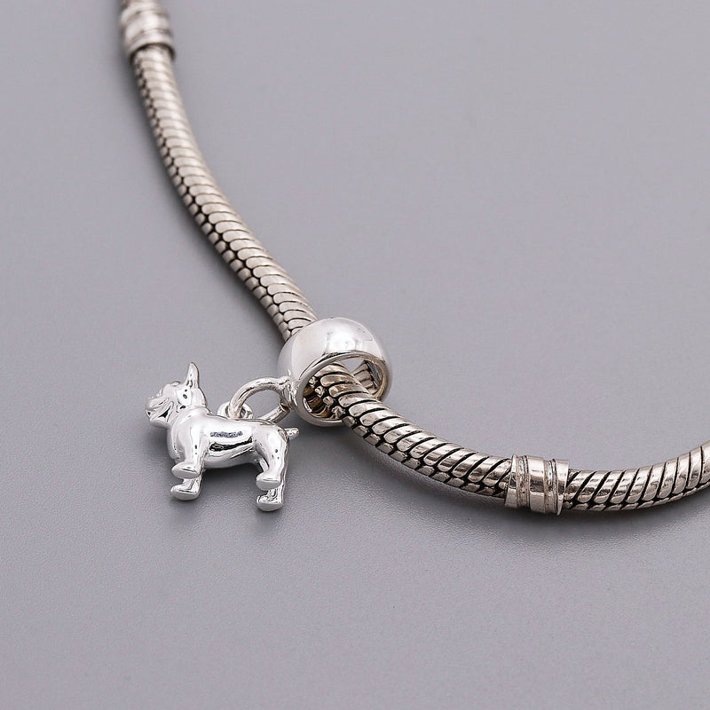 French Bulldog Silver Dog Charm