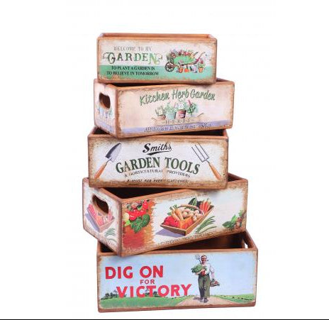 Set Of 5 Gardening Tools Storage Boxes