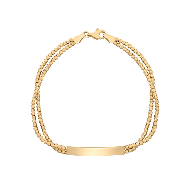 Elements Gold ID Bar Double Bead Chain Bracelet