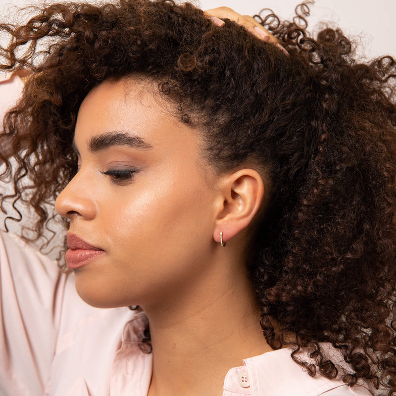 Elements Gold U Shape Pave Diamond Hoop Earrings