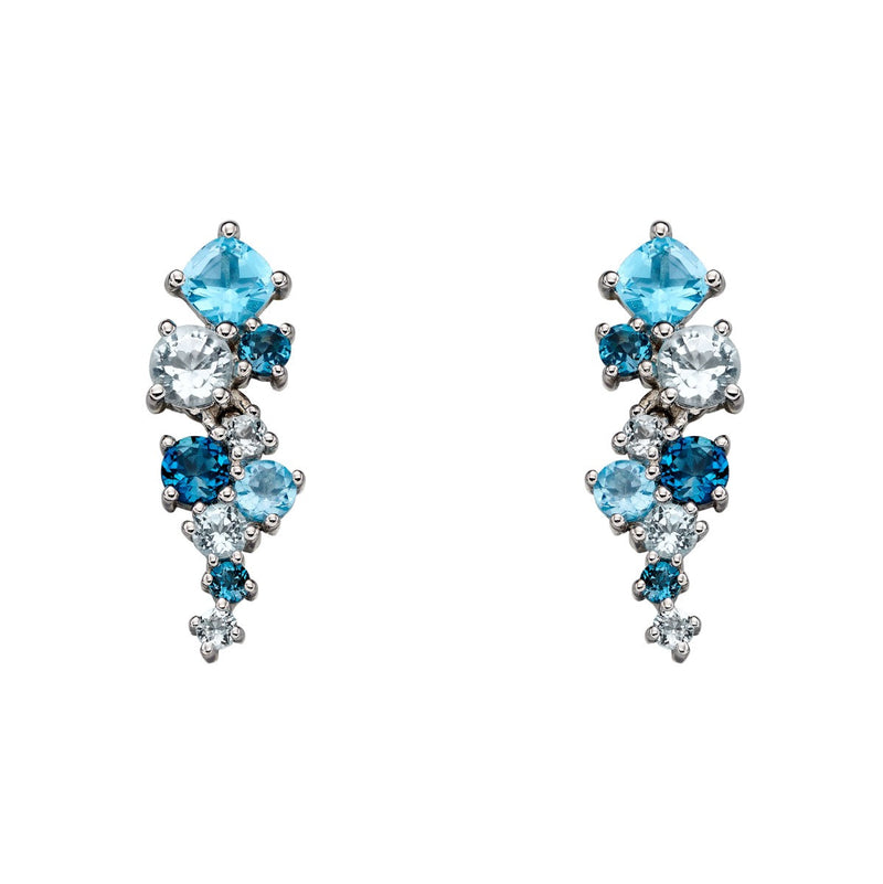 Elements Gold Scatter Earrings with Blue Topaz