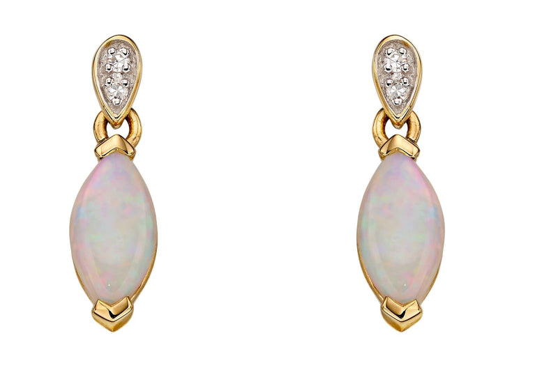 Elements Gold Opal Drop Earrings with Diamond