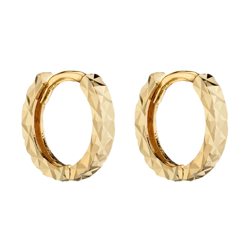 Elements Gold Diamond Cut Hoop Earrings