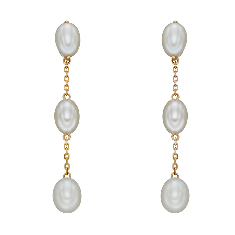 Elements Gold Freshwater Pearl Tier Drop Earrings