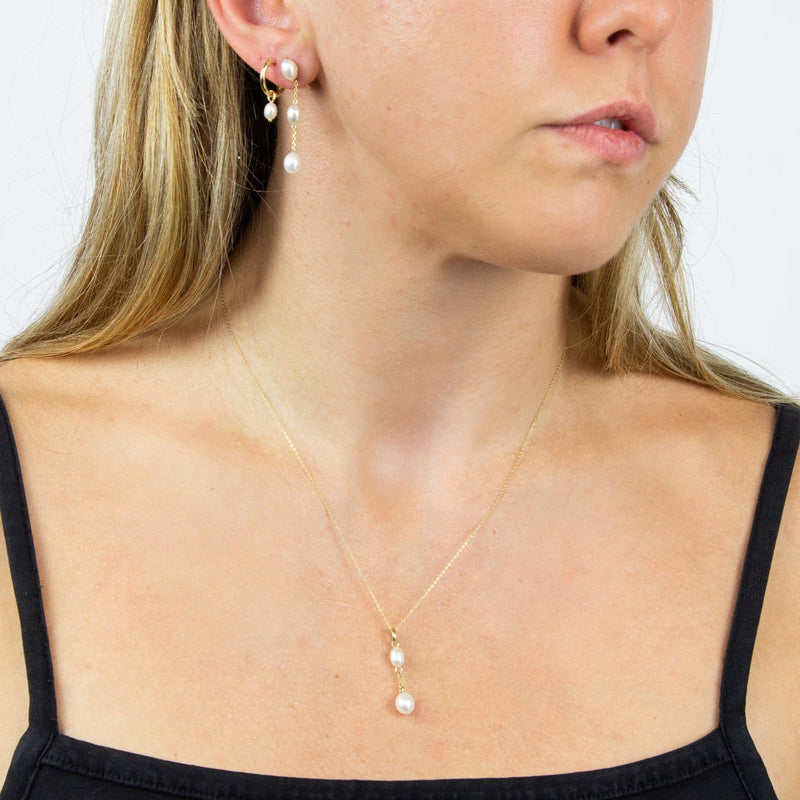 Elements Gold Freshwater Pearl Hoop Earring Charms