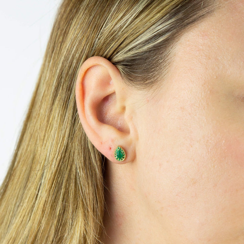 Elements Gold Teardrop Earrings with Precious Stone