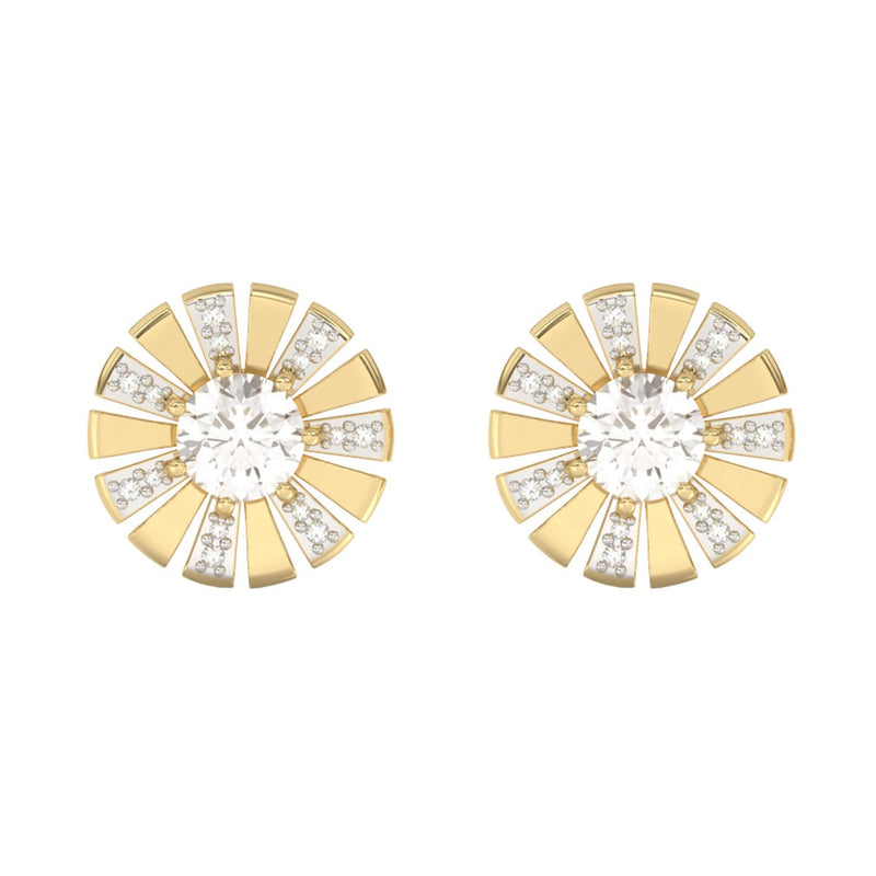 Elements Gold Sunray Earrings with White Topaz and Diamond