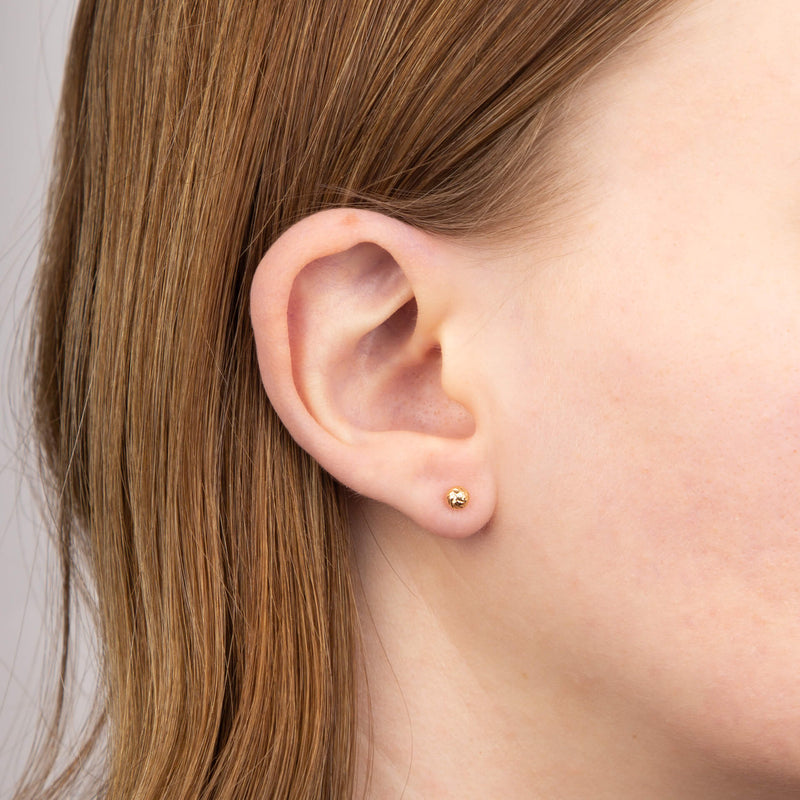 Elements Gold Small Textured Ball Stud Earrings