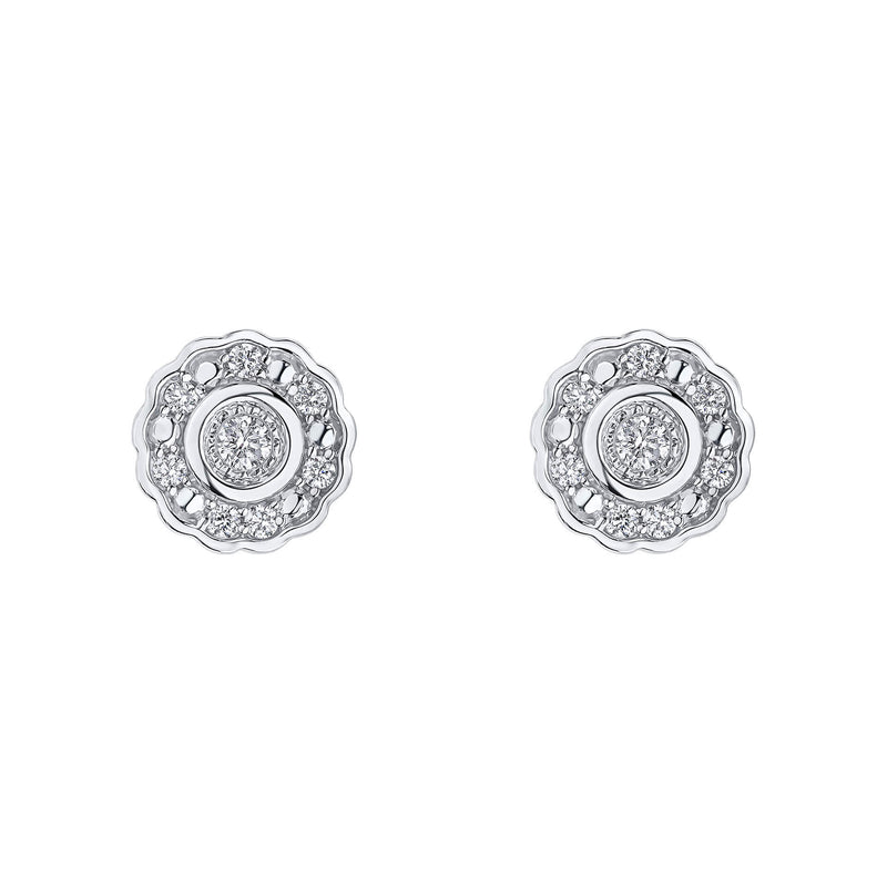 Elements Gold Bezel Set Diamond Cluster Stud Earrings