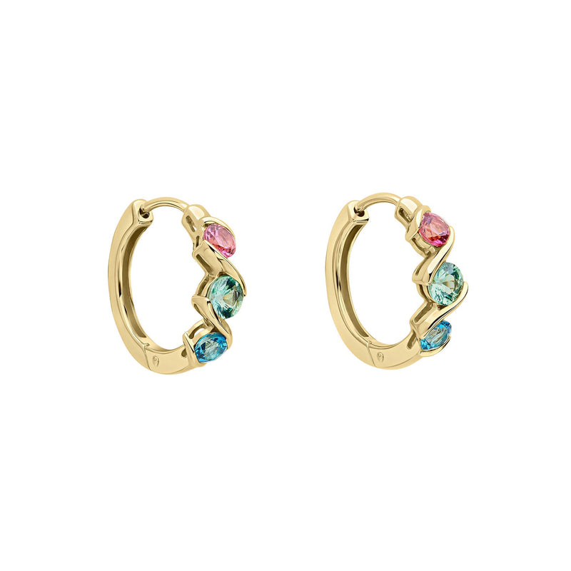 Elements Gold Amalfi Three Colour Twist Hoop Earrings