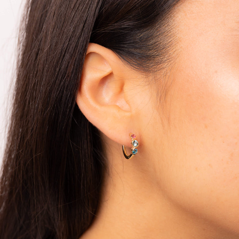 Elements Gold Amalfi Three Colour Twist Hoop Earrings