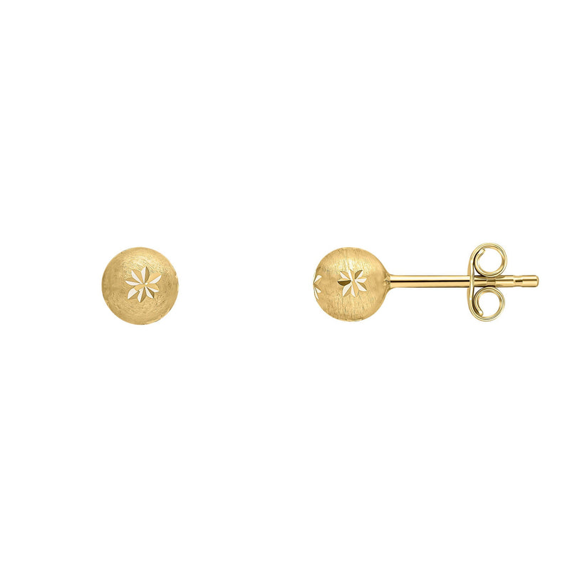 Elements Gold Starburst Detail Ball Stud Earrings