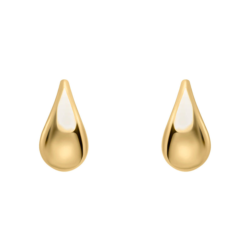 Elements Gold Plain Teardrop Stud Earrings