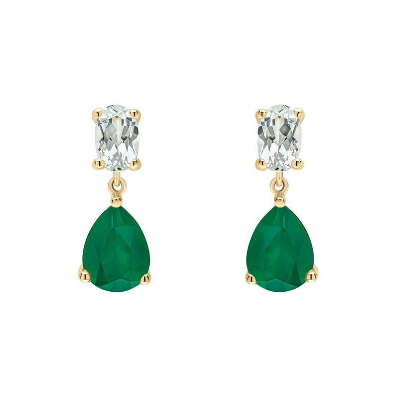 Elements Gold Toi et Moi Amethyst and Onyx Drop Earrings
