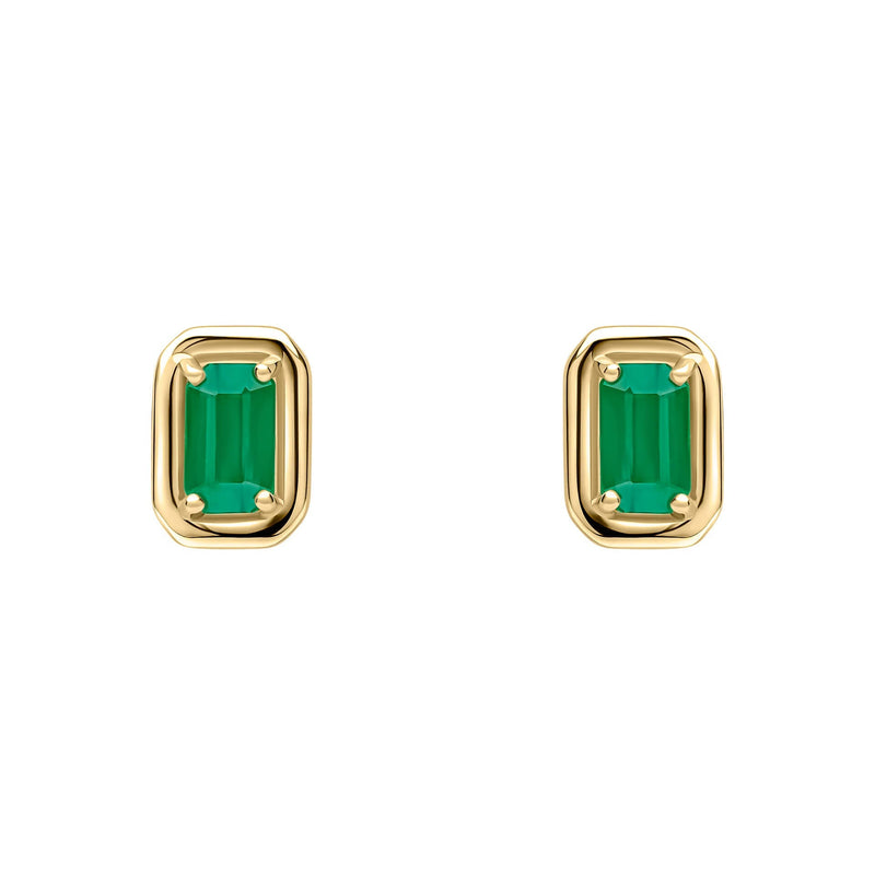 Elements Gold Chunky Border Precious Stone Stud Earrings