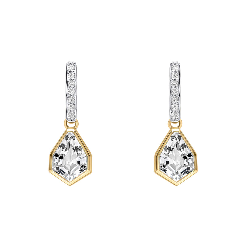 Elements Gold Shield Cut Topaz Drop Earrings