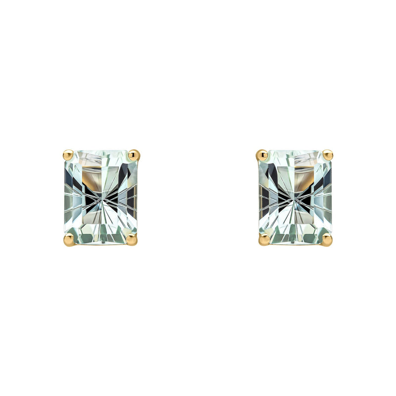 Elements Gold Octagonal Fancy Cut Amethyst Stud Earrings