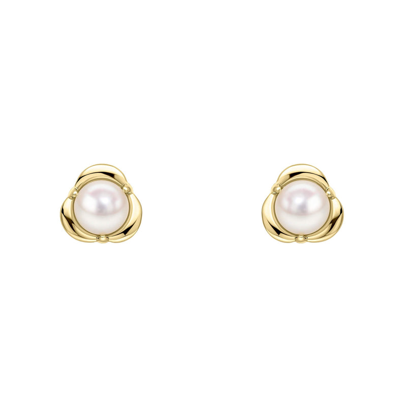 Elements Gold Petal Set Pearl Stud Earrings