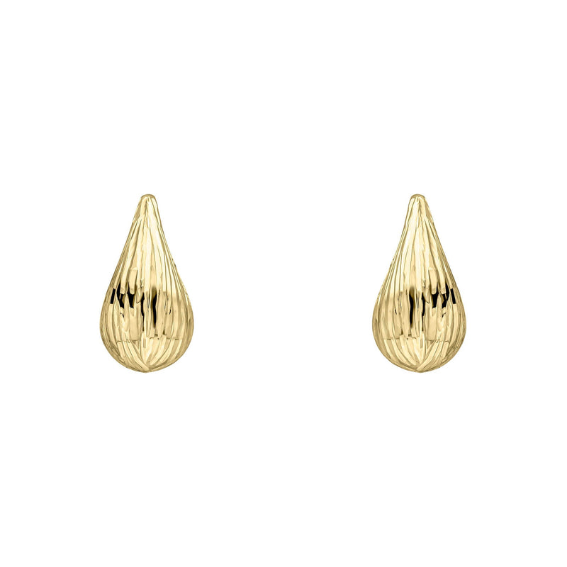 Elements Gold Ridged Teardrop Stud Earrings