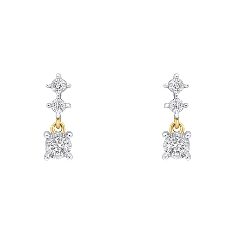 Elements Gold Diamond Trilogy Drop Earrings