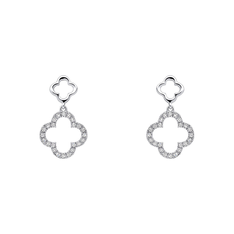 Elements Gold Diamond Quatrefoil Drop Earrings