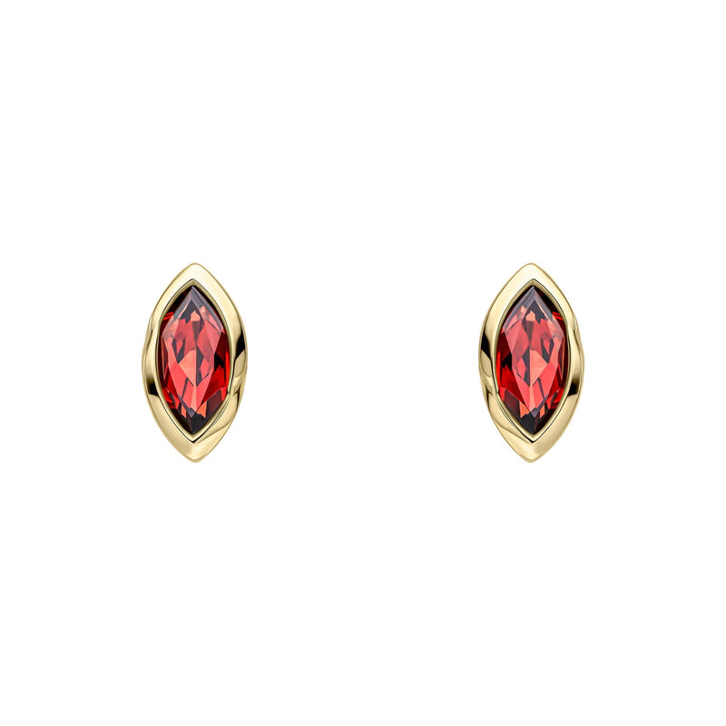 Elements Gold Marquise Garnet Stud Earrings