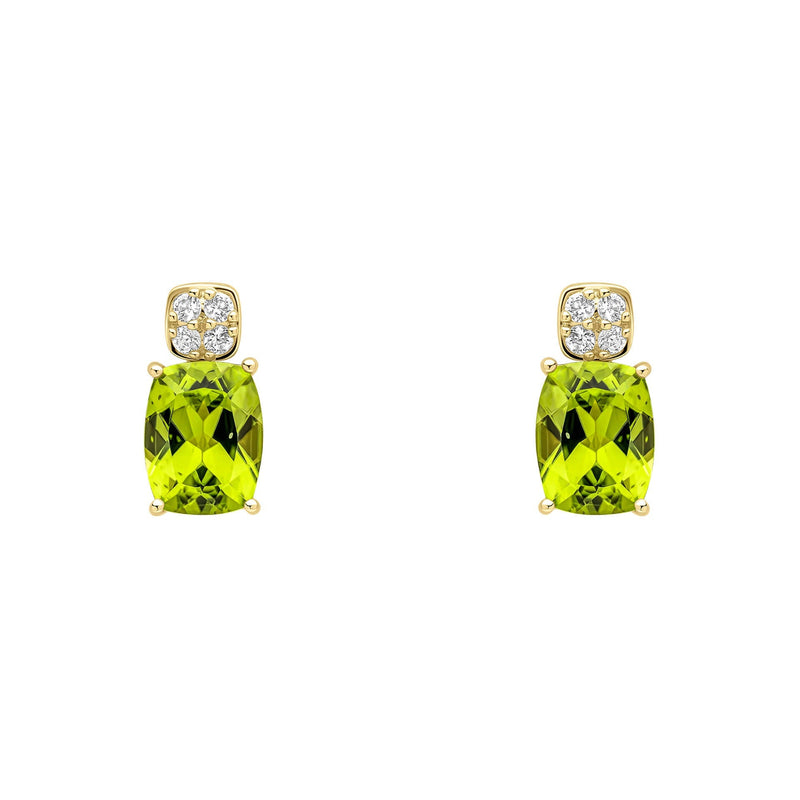 Elements Gold Cushion Cut and Cluster Peridot Earrings