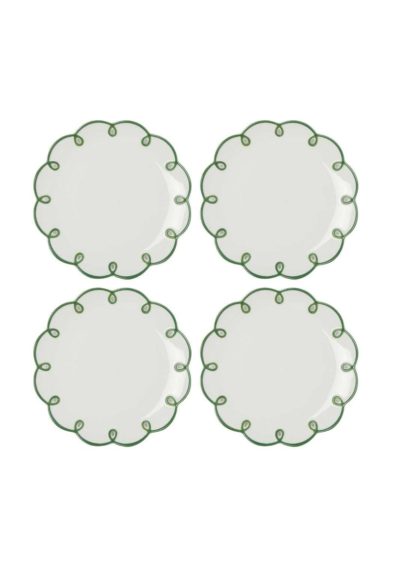 Glorious Green Scalloped Side Plates - Set of 4