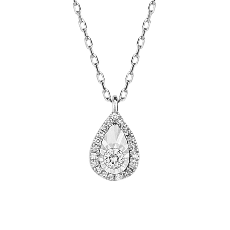 Elements Gold Diamond Cut Teardrop Necklace with Diamond