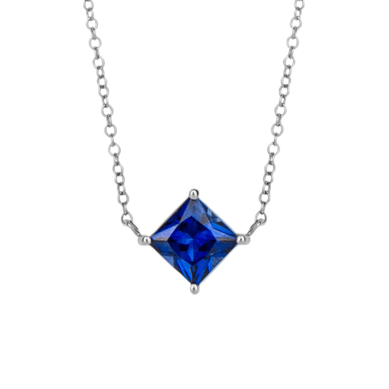 Elements Gold Princess Cut Necklace with Lab Created Precious Stones
