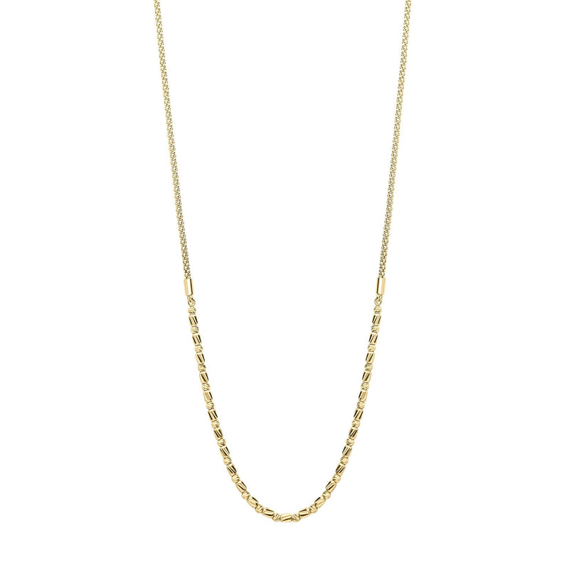 Elements Gold Diamond Cut Bead Bar Necklace