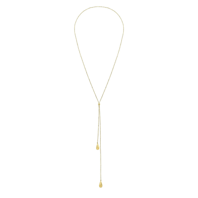 Elements Gold Organic Teardrop Lariat Necklace