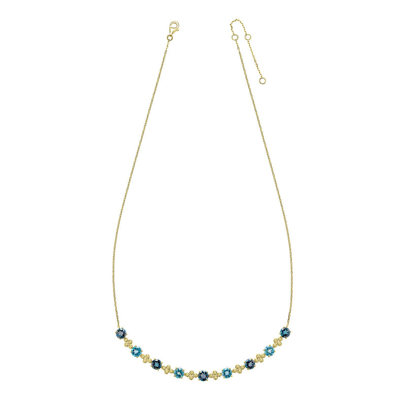 Elements Gold Ornate Blue Topaz Necklace