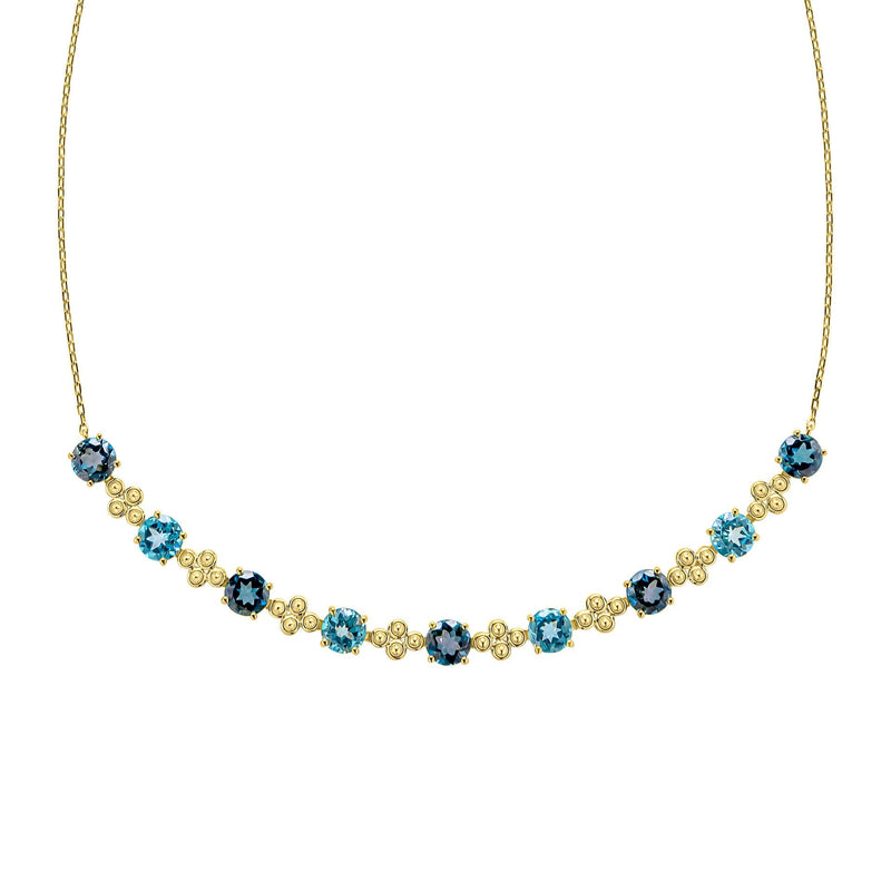 Elements Gold Ornate Blue Topaz Necklace