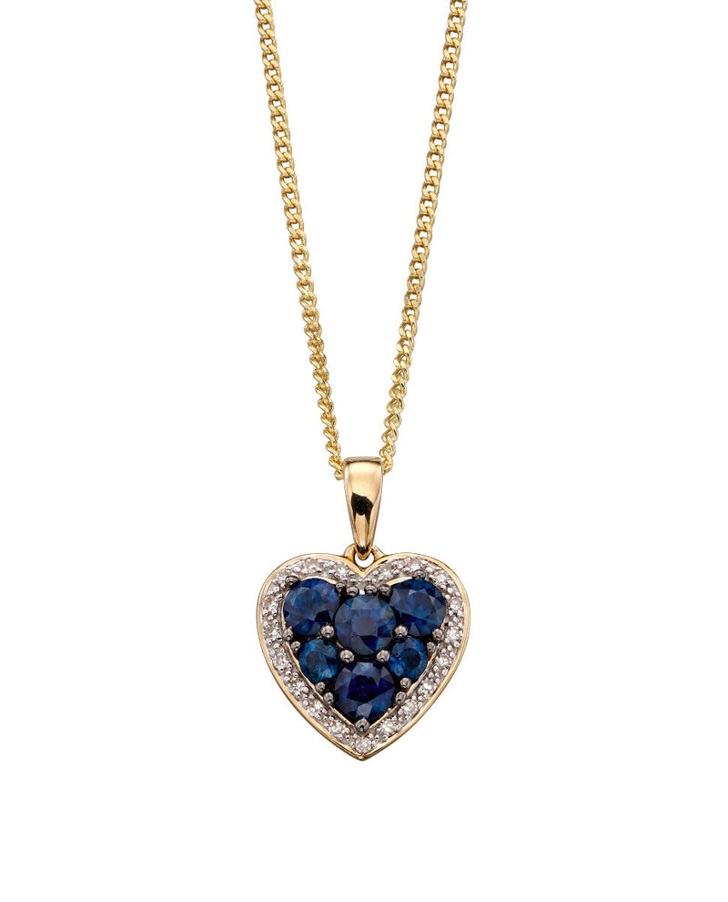 Elements Gold Heart Pendant with Precious Stones and Diamond Surround