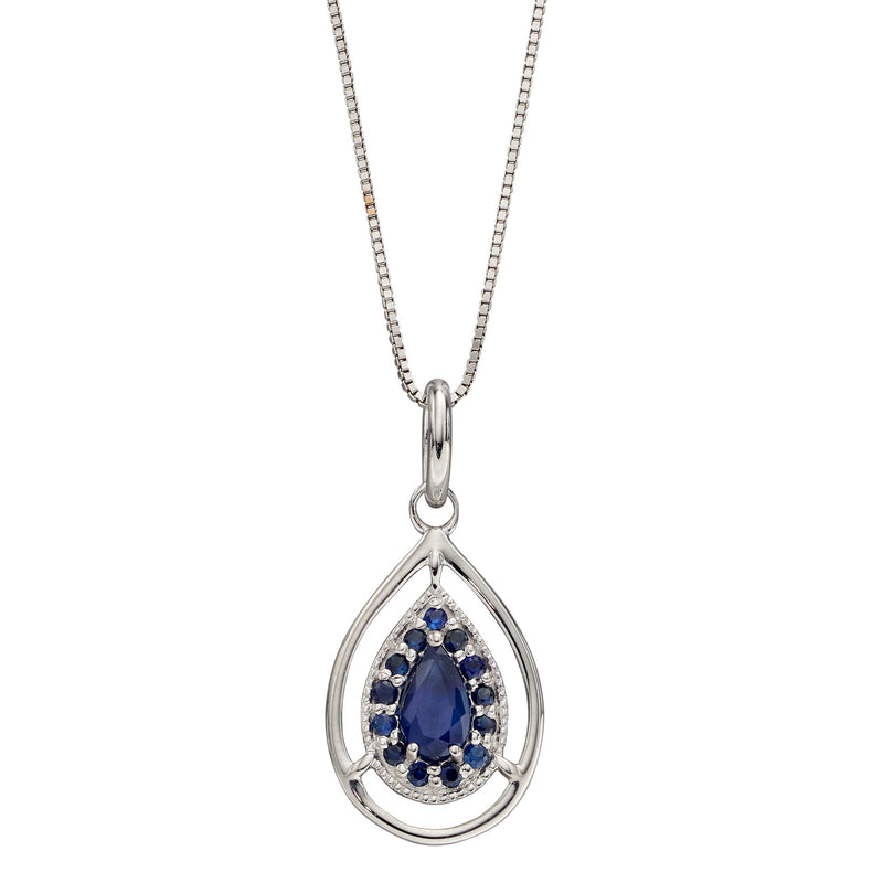 Elements Gold Cut Out Teardrop Pendant with Precious Stone