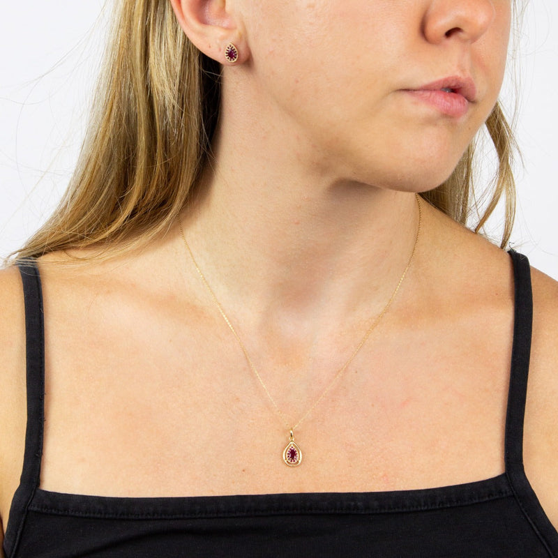 Elements Gold Teardrop Earrings with Precious Stone
