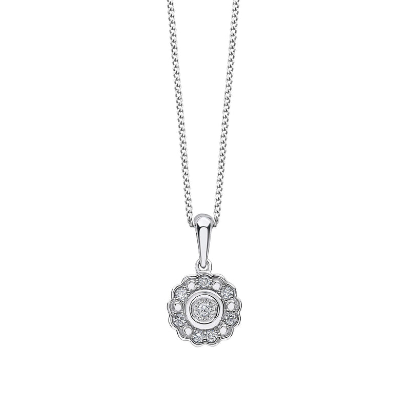 Elements Gold Bezel Set Diamond Cluster Pendant