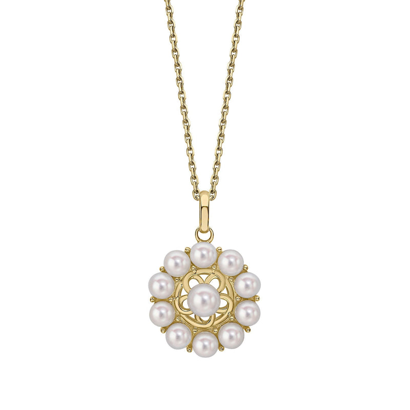 Elements Gold Floral Freshwater Pearl Pendant