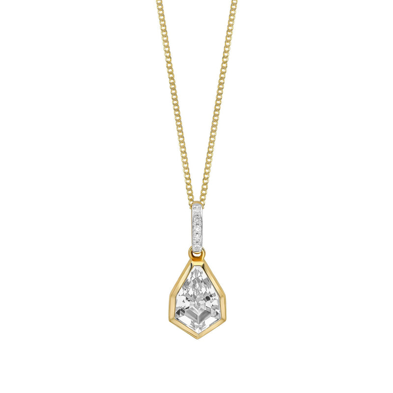 Elements Gold Shield Cut Topaz Pendant