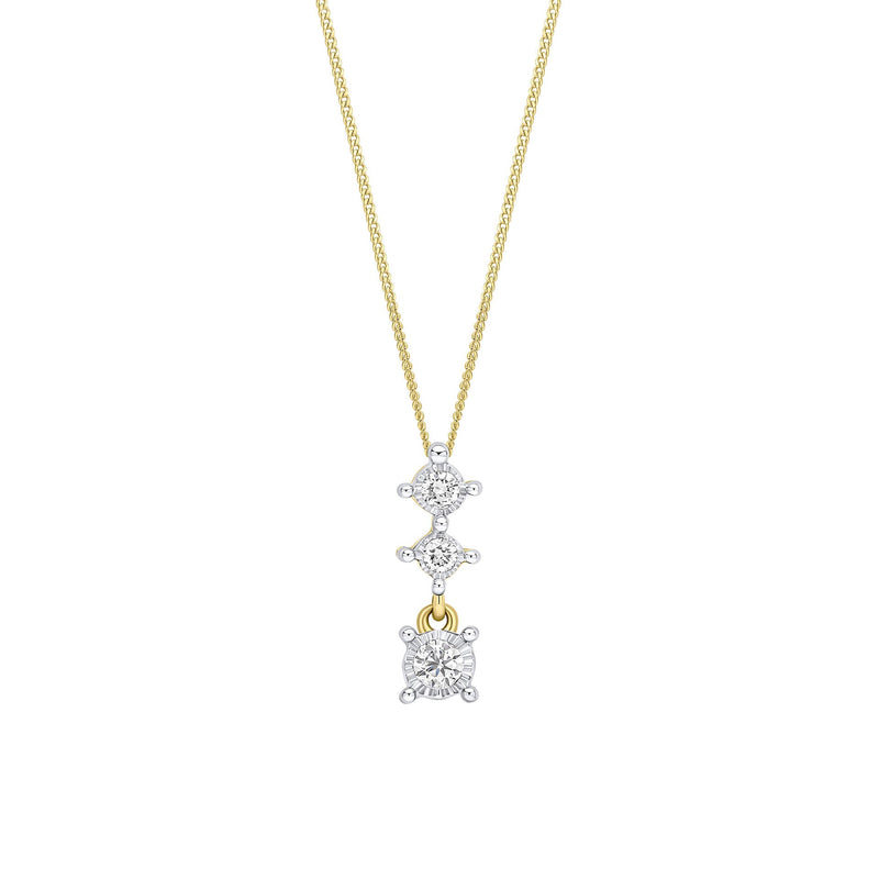 Elements Gold Diamond Trilogy Drop Pendant