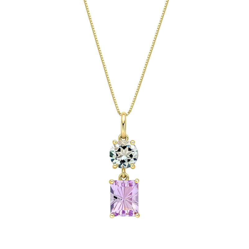 Elements Gold Toi et Moi Quartz and Amethyst Pendant