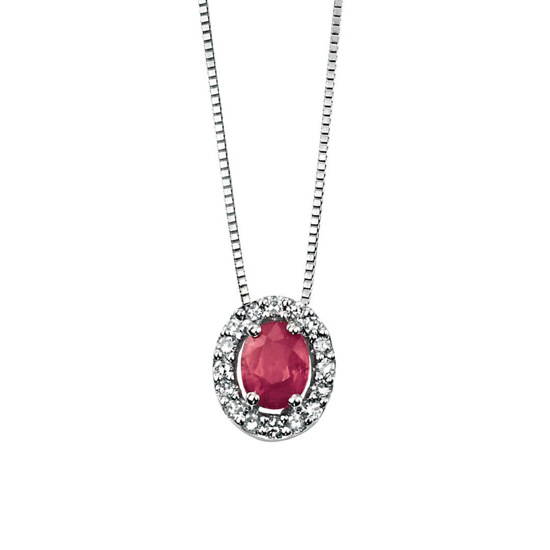 Elements Gold Precious Stone Pendant with Diamond Cluster Surround