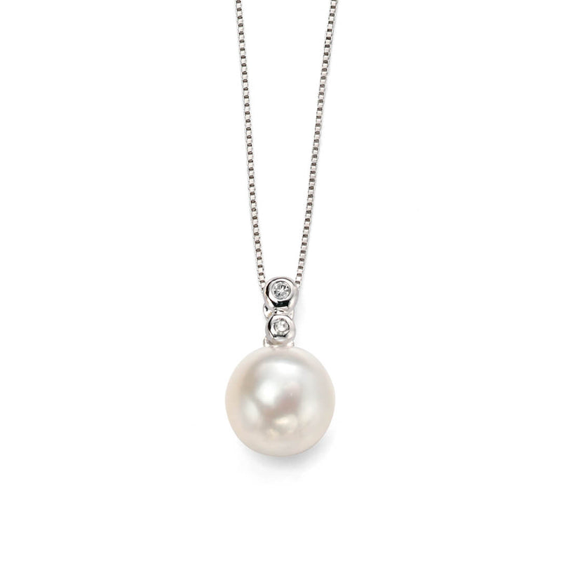Elements Gold Freshwater Pearl Pendant with Diamond Bale