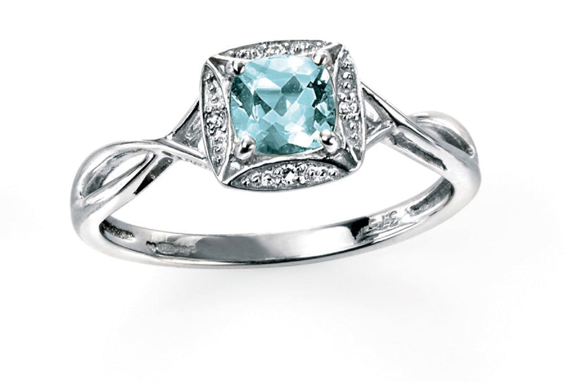Elements Gold Semi-Precious Shoulder Twist Ring with Diamond Surround
